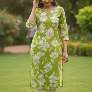 radiant lime floral kurta