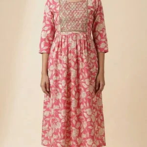 lime green floral anarkali kurta