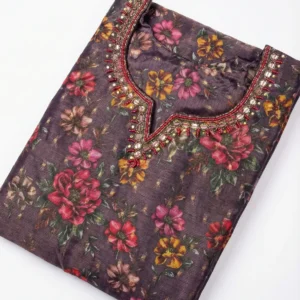 mulberry pink silk tissue straight kurta