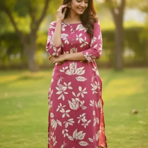 berry pink floral kurta